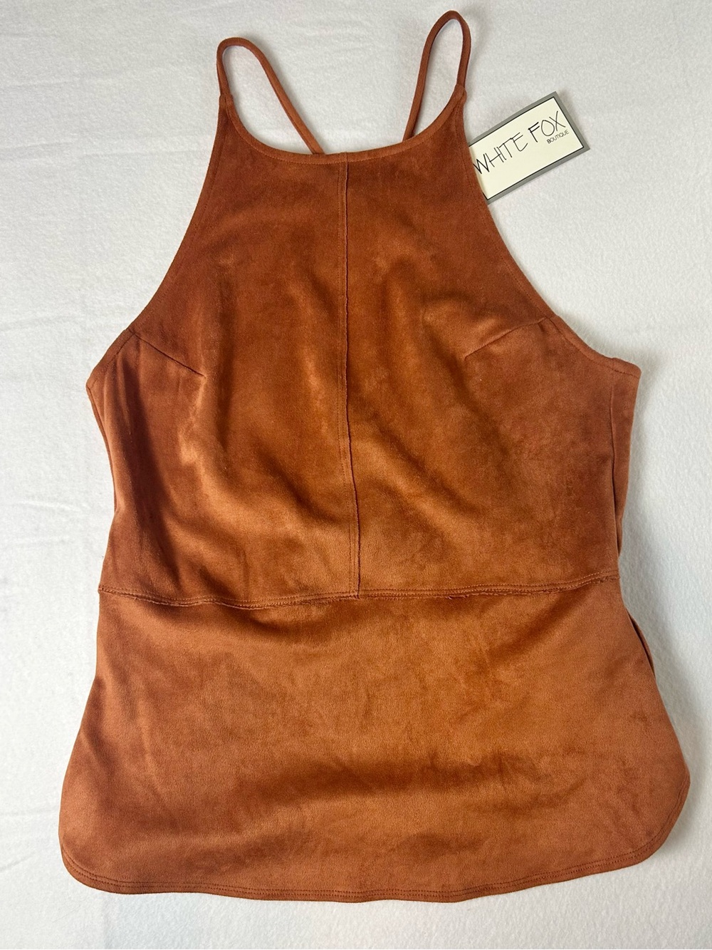 GF Collection Brown Faux Suede Tank Top – Small